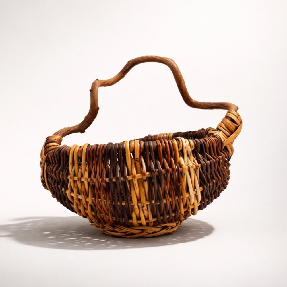STUNNING BOHO STATEMENT DISPLAY BASKET WITH DRIFTWOOD‎ HANDLE